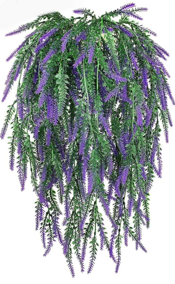 VRB Dec 2pcs Artificial Greenery Ferns Plants Vines Hanging Flowers Needle Wall Hanging For Home Decor Door Wall Balcony Decoration Party Festival Craft (Lavender Fern)