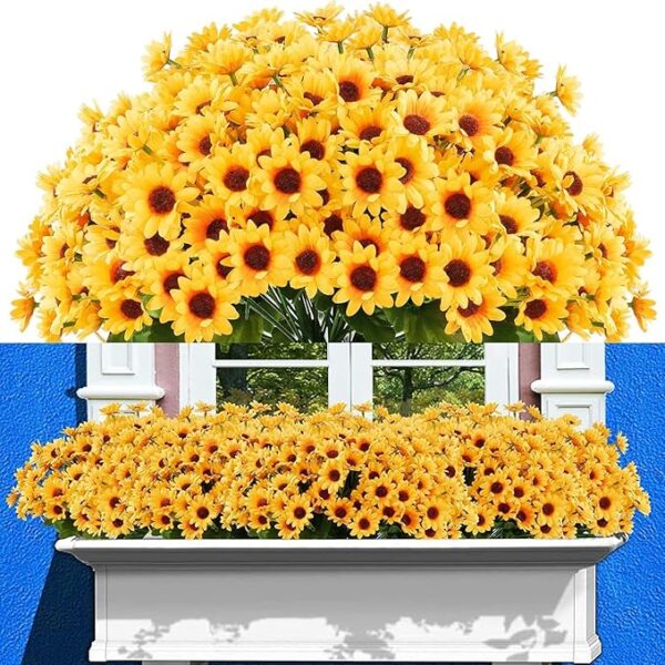 VRB Dec 4pcs Artificial Sunflowers Flowers Bunch for Decoration,Flowers for vase,Artificial Sunflower Flowers,Fake Bunch Decorative Items for Home,Diwali,Bedroom,Room. (4Pcs Sunflower Bunch)
