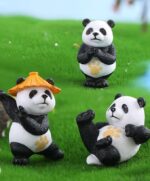 VRB Dec 4 Pcs Panda Miniature Decor Items Set for Unique Gift,Home,Living Room,Office,Restaurant Decor,Showpiece,Perfect Valentine Decoration Items (Kungfu Panda Miniature)