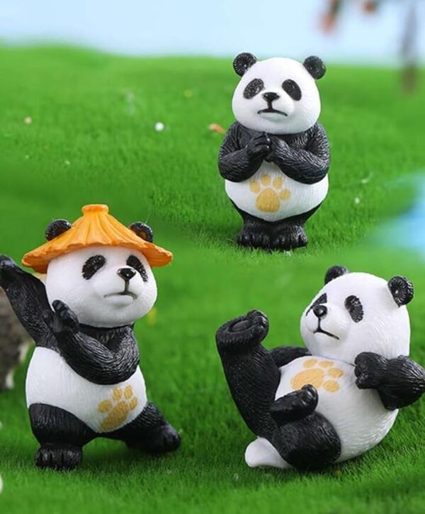 VRB Dec 4 Pcs Panda Miniature Decor Items Set for Unique Gift,Home,Living Room,Office,Restaurant Decor,Showpiece,Perfect Valentine Decoration Items (Kungfu Panda Miniature)