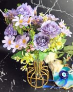 VRB Dec 1 Pcs Artificial Peony Rose Flower Bunch for Home Decor | Faux Flowers for Vases | Decoration Items for Home,Diwali,Chritmas Living Room| Decoration and Craft (Purple)