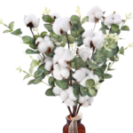VRB Dec Pack of 3 Artificial Hibiscus Glabra Fake Plant Flowers for Home, Room,Office | Flowers for Vases | Decoration Items for Living Room (Without Pot) (Artificial Cotton Stems)