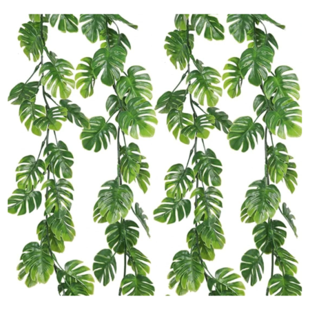 VRB Dec 2pcs Artificial Greenery Ferns Plants Vines Hanging Flowers Needle Wall Hanging For Home Decor Door Wall Balcony Decoration Party Festival Craft (Palm Fern Ladi Garland)