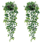 VRB Dec 2pcs Artificial Greenery Ferns Plants Vines Hanging Flowers Needle Wall Hanging For Home Decor Door Wall Balcony Decoration Party Festival Craft (Fern Hanging With Pot)