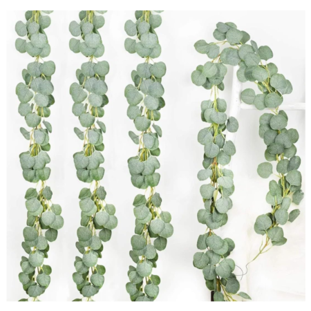 VRB Dec 1pcs Artificial Greenery Ferns Plants Vines Hanging Flowers Needle Wall Hanging For Home Decor Door Wall Balcony Decoration Party Festival Craft (Heavy Euclyptus Ladi Garland)