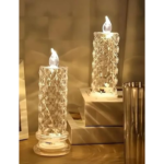 VRB Dec 6 Pcs Acrylic Flameless & Smokeless Decorative Candles Led Tea Light Candle Perfect for Gifting, Home, Birthday, Diwali, Christmas,Decorative Candles,Birthday (Big Crystal Light)
