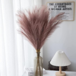 VRB Dec™ 3 Pcs Artificial Pampas Grass Sticks | Faux Flowers for Vases | Decoration Items for Living Room Vase Office, Bedroom, Balcony Table, Diwali Decoration tems Corner