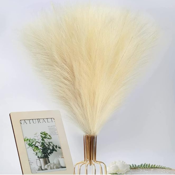 VRB Dec™ 3 Pcs Artificial Pampas Grass Sticks | Faux Flowers for Vases | Decoration Items for Living Room Vase Office, Bedroom, Balcony Table, Diwali Decoration tems Corner
