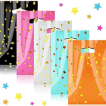 VRB Dec 48 pcs Foil Guddy bags, return gift bags for kids birthday, Happy Birthday Party Return Gift Bags For Boys and Girls, Colorful Gift Bags (48 pcs Mini Star Design)