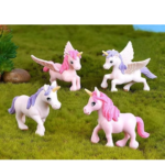 VRB Dec 4Pcs Miniature Decor Items/Miniature/Miniature Toys for Garden,Toys for Garden/Miniature Garden Accessories for Home Decor,Figurines, Cake Decoration Items (Unicorn - 4Pcs)