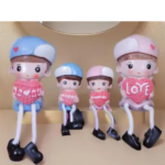 VRB Dec 4 pcs Hanging Legs Showpiece Cute Boy & Girl,Toy Cute Couple Figurines/Leg Hanging Dolls for Home Decor/Decorative Items for Home Decor,Valentine Gift for Girlfriend,Boyfriend (Model - 02)