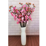 VRB Dec 3 Pcs Artificial Cherry Blossom Flowers Fake Plant Flowers for Home, Room,Office | Flowers for Vases | Decoration Items for Living Room (Pink)