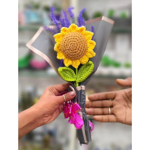 VRB Dec 1 Pcs Artificial Flowers Bunch Bouquet Gift,Crochet Flowers,Artificial Flowers Bunch for Surprise,Birthday Gift,Anniversary Gifting,Wedding,Home Decor, Bedroom Decoration Items (Design 4)