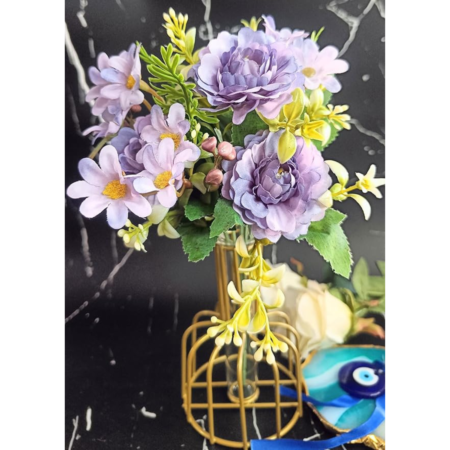 VRB Dec 1 Pcs Artificial Peony Rose Flower Bunch for Home Decor | Faux Flowers for Vases | Decoration Items for Home,Diwali,Chritmas Living Room| Decoration and Craft (Purple)
