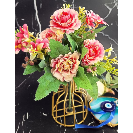 VRB Dec 1 Pcs Artificial Peony Rose Flower Bunch for Home Decor | Faux Flowers for Vases | Decoration Items for Home,Diwali,Chritmas Living Room| Decoration and Craft (Red)