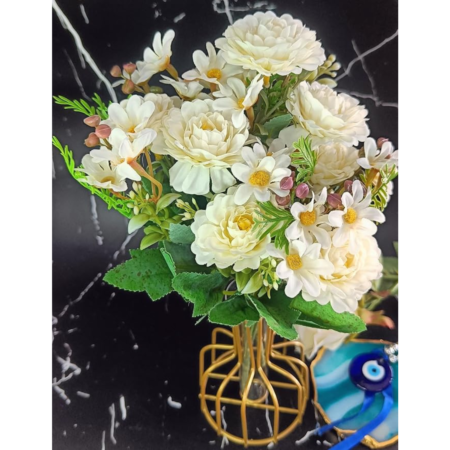 VRB Dec 1 Pcs Artificial Peony Rose Flower Bunch for Home Decor | Faux Flowers for Vases | Decoration Items for Home,Diwali,Chritmas Living Room| Decoration and Craft (White)