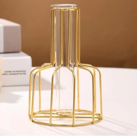 VRB Dec 1Pcs Metal Vase Aesthetic Vase, Flower Vase, Pampas Grass Vase,Vase for Flower,Vase for Plants,Vase Home Decor Centrepiece Decor for Home, Office,Living Room Decor (Design 1)