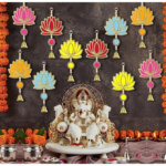 VRB Dec 12pcs Lotus Hangings for Decoration/Hanging for Home Decor/Floral Wall Hanging for Temple Decor Diwali Decor and Festival Decor/showpiece for Home Decor (TC Lotus Hanging (Mix Colors), 12)