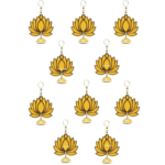 VRB Dec 12psc Lotus Hangings for Decoration/Floral Wall Hangings for Temple Decor Hanging for Home Decor,Diwali Decor,Wedding and All Festival Decor/showpiece for Home Decor (Yellow, 12)