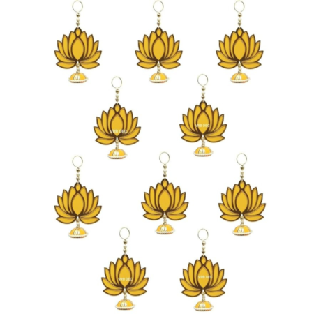 VRB Dec 12psc Lotus Hangings for Decoration/Floral Wall Hangings for Temple Decor Hanging for Home Decor,Diwali Decor,Wedding and All Festival Decor/showpiece for Home Decor (Yellow, 12)