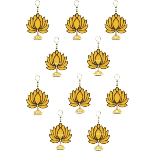 VRB Dec 12psc Lotus Hangings for Decoration/Floral Wall Hangings for Temple Decor Hanging for Home Decor,Diwali Decor,Wedding and All Festival Decor/showpiece for Home Decor (Yellow, 12)
