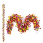 VRB Dec 1 Pcs Artificial Flowers Vine Silk Daisy Garland Fake Ivy,(6 ft Long) Wedding Decorations Diwali/Ganpati/Christmas Decorations Fake Daisy Floral Vine Silk Hanging Flower for Home.