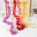 VRB Dec 1 Pcs Artificial Flowers Vine Silk Wisteria Garland Fake Ivy,(6 ft Long) Wedding Decoration Diwali/Ganpati/Christmas Decorations Fake Daisy Floral Vine Silk Hanging Flower for Home.