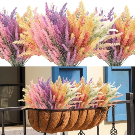 VRB Dec 12 Pcs Artificial Lavender Flowers for Decoration/Flowers for Decorations/Artificial Flowers for Vase/Flower Bouquet/Flowers for Home Decor,Diwali,Christmas,etc.