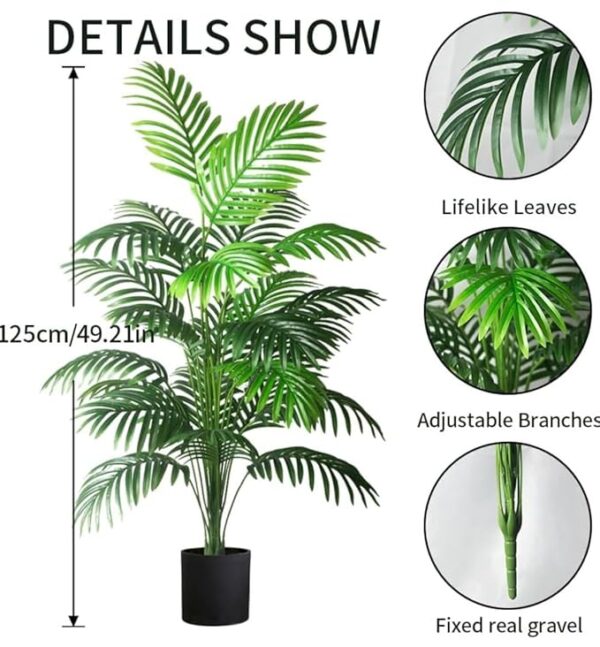 VRB Dec 1 Pcs Artificial Areca Plants with Pot Plants Leaves Tree Tropical 12 Palm Leaves Faux Areca Palm Plants Indoor Real Touch Monstera Plant for Home/Decor.