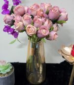 VRB Dec 1 Bunch 10 Heads Rose Bunch Dahlia Artifical Flower Bunc Fake Flowers for Gifting, Home, Office, Bedroom Decoration Items Flowers for vase (Without Vase Pot)