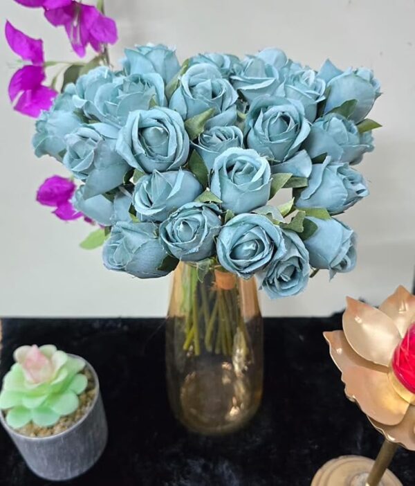 VRB Dec 1 Bunch 10 Heads Rose Bunch Dahlia Artifical Flower Bunc Fake Flowers for Gifting, Home, Office, Bedroom Decoration Items Flowers for vase (Without Vase Pot)
