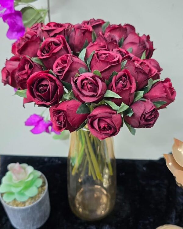 VRB Dec 1 Bunch 10 Heads Rose Bunch Dahlia Artifical Flower Bunc Fake Flowers for Gifting, Home, Office, Bedroom Decoration Items Flowers for vase (Without Vase Pot)