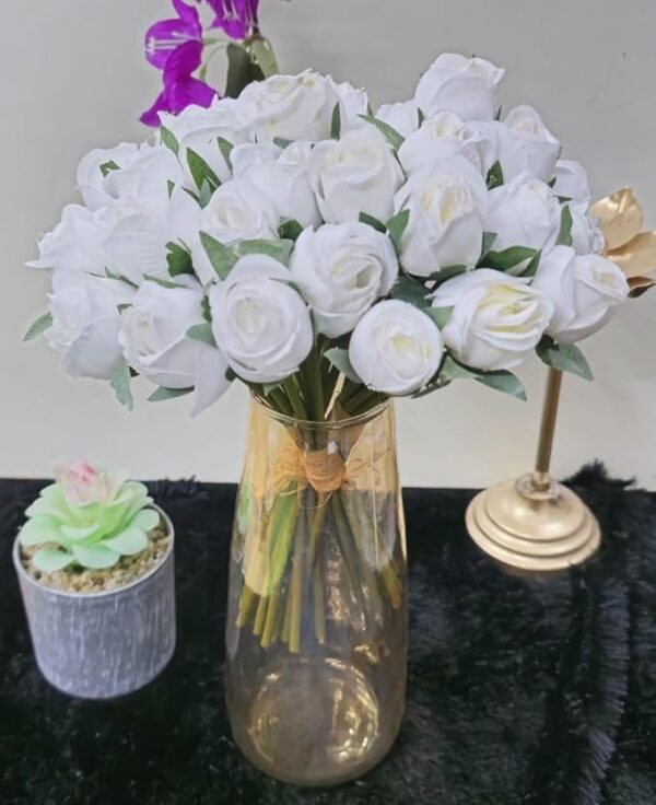 VRB Dec 1 Bunch 10 Heads Rose Bunch Dahlia Artifical Flower Bunc Fake Flowers for Gifting, Home, Office, Bedroom Decoration Items Flowers for vase (Without Vase Pot)