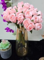 VRB Dec 1 Bunch 10 Heads Rose Bunch Dahlia Artifical Flower Bunc Fake Flowers for Gifting, Home, Office, Bedroom Decoration Items Flowers for vase (Without Vase Pot)