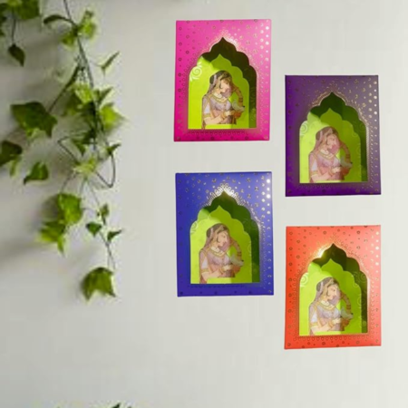 VRB Dec 24pcs  Jharokha Wall Decor/Traditional Jharokha Box for diwali decoration items for home decor/home decor items/diwali decoration items for Wall Hanging With Light (24 PCS)