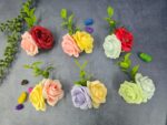 VRB Dec 6 pcs Handmade flower brooch for gift packing,wedding trousseau packing,gift packing,flowers,flower bunch for hamper,tray,gift decor.(Multicolor)