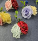 VRB Dec 6 pcs Handmade flower brooch for gift packing,wedding trousseau packing,gift packing,flowers,flower bunch for hamper,tray,gift decor.(Multicolor)