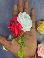 VRB Dec 6 pcs Handmade flower brooch for gift packing,wedding trousseau packing,gift packing,flowers,flower bunch for hamper,tray,gift decor.(Multicolor)