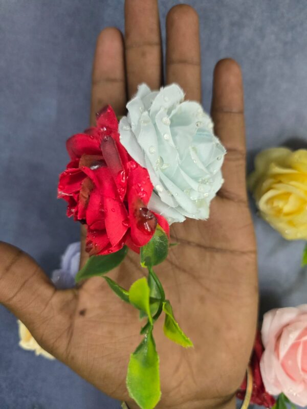 VRB Dec 6 pcs Handmade flower brooch for gift packing,wedding trousseau packing,gift packing,flowers,flower bunch for hamper,tray,gift decor.(Multicolor)