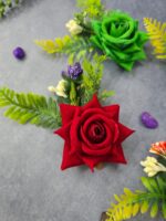 VRB Dec 6 pcs Handmade flower brooch for gift packing,wedding trousseau packing,gift packing,flowers,flower bunch for hamper,tray,gift decor.(Multicolor)