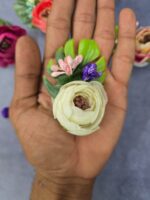 VRB Dec 6 pcs Handmade flower brooch for gift packing,wedding trousseau packing,gift packing,flowers,flower bunch for hamper,tray,gift decor.(Multicolor)