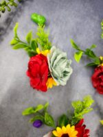 VRB Dec 6 pcs Handmade flower brooch for gift packing,wedding trousseau packing,gift packing,flowers,flower bunch for hamper,tray,gift decor.(Multicolor)