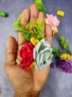 VRB Dec 6 pcs Handmade flower brooch for gift packing,wedding trousseau packing,gift packing,flowers,flower bunch for hamper,tray,gift decor.(Multicolor)