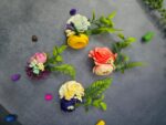 VRB Dec 6 pcs Handmade flower brooch for gift packing,wedding trousseau packing,gift packing,flowers,flower bunch for hamper,tray,gift decor.(Multicolor)