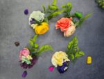 VRB Dec 6 pcs Handmade flower brooch for gift packing,wedding trousseau packing,gift packing,flowers,flower bunch for hamper,tray,gift decor.(Multicolor)