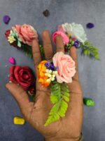 VRB Dec 6 pcs Handmade flower brooch for gift packing,wedding trousseau packing,gift packing,flowers,flower bunch for hamper,tray,gift decor.(Multicolor)