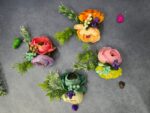 VRB Dec 6 pcs Handmade flower brooch for gift packing,wedding trousseau packing,gift packing,flowers,flower bunch for hamper,tray,gift decor.(Multicolor)
