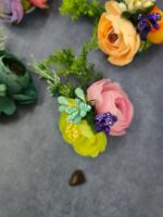 VRB Dec 6 pcs Handmade flower brooch for gift packing,wedding trousseau packing,gift packing,flowers,flower bunch for hamper,tray,gift decor.(Multicolor)