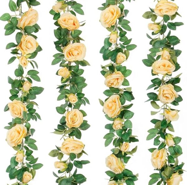 VRB Dec 1 Pcs Artificial Flower Vine Garlands Hanging Artificial Flowers for Decoration Roses Garland (6 ft Long) Flowers Silk Roses for Wedding Decorations Diwali/Ganpati/Christmas