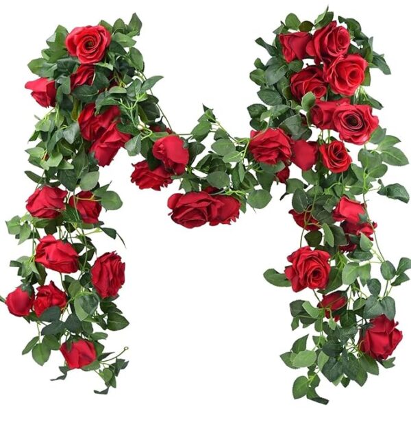 VRB Dec 1 Pcs Artificial Flower Vine Garlands Hanging Artificial Flowers for Decoration Roses Garland (6 ft Long) Flowers Silk Roses for Wedding Decorations Diwali/Ganpati/Christmas